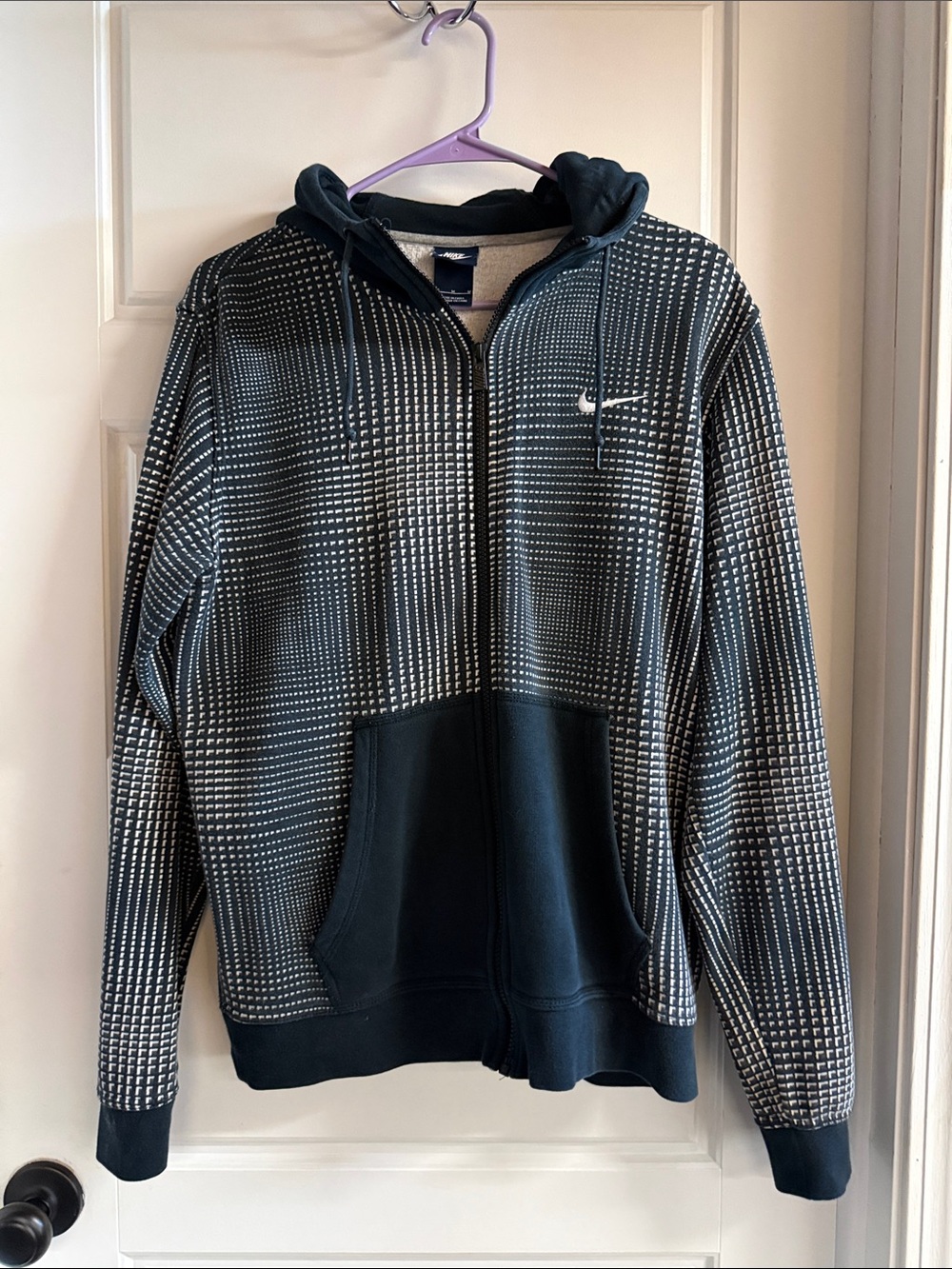 Nike Black & White Patterned Full-Zip Hoodie Jacket